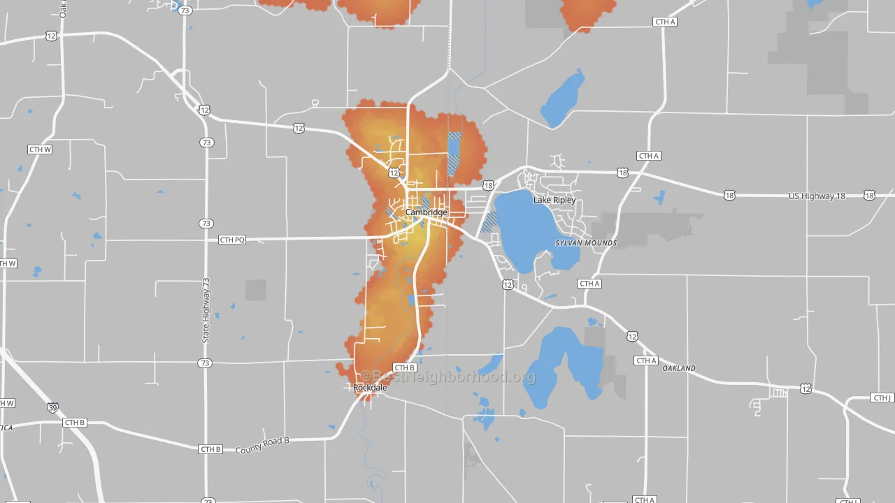Bike Grade map of Cambridge, WI