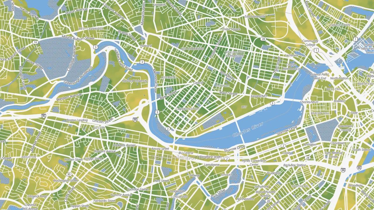 Bike Grade map of Cambridgeport, Cambridge, MA
