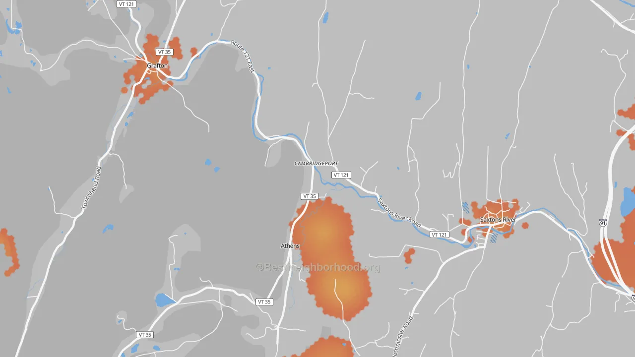 Bike Grade map of Cambridgeport, VT