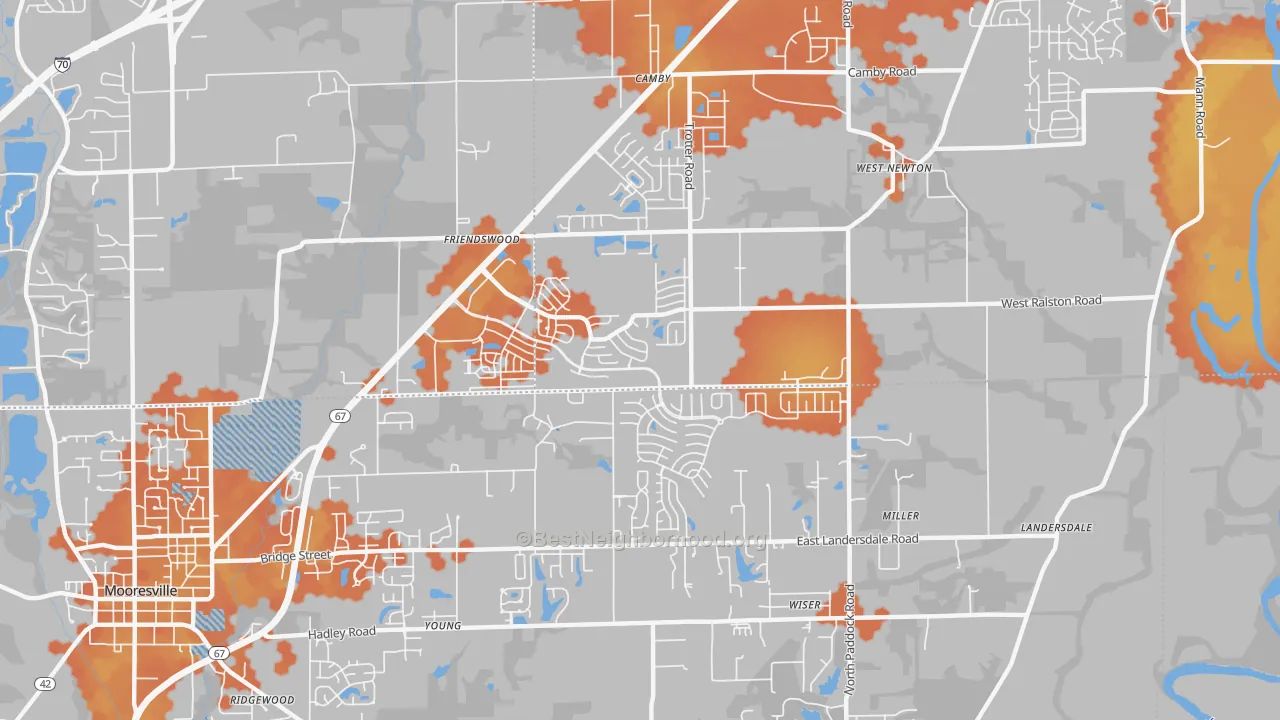 Bike Grade map of Camby, IN