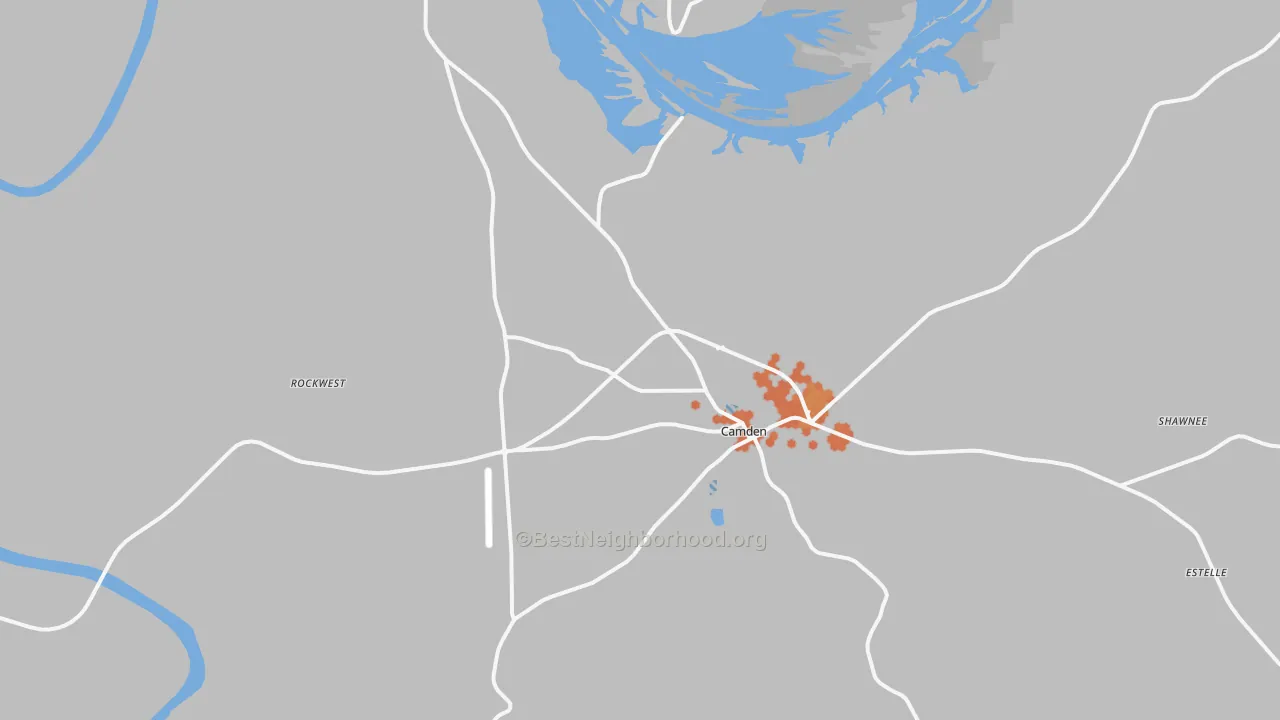 Bike Grade map of Camden, AL