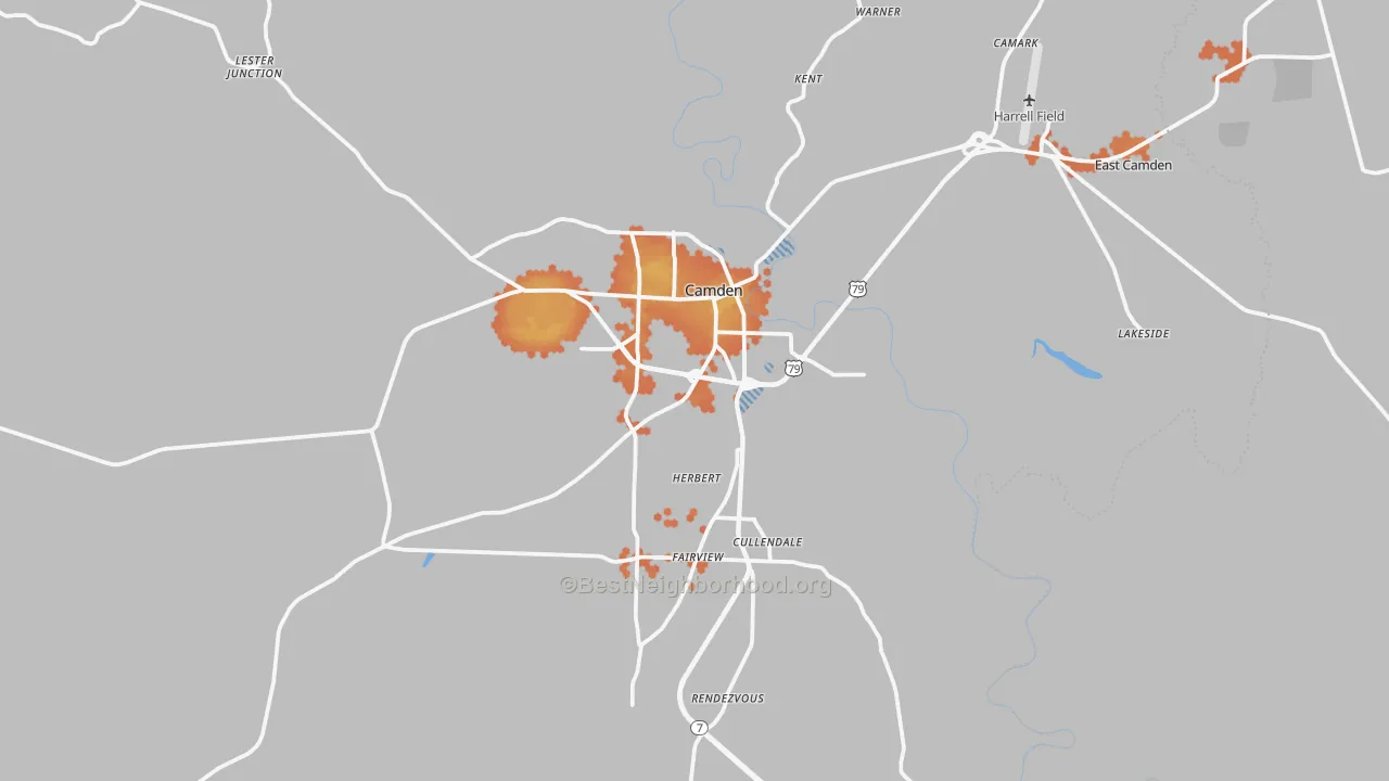 Bike Grade map of Camden, AR