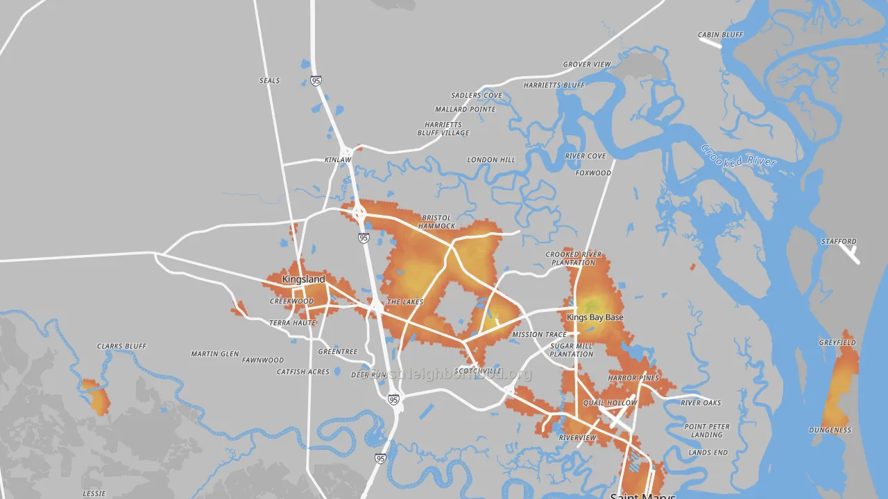 Bike Grade map of Camden County, GA