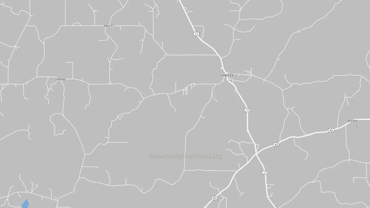 Bike Grade map of Camden, MS