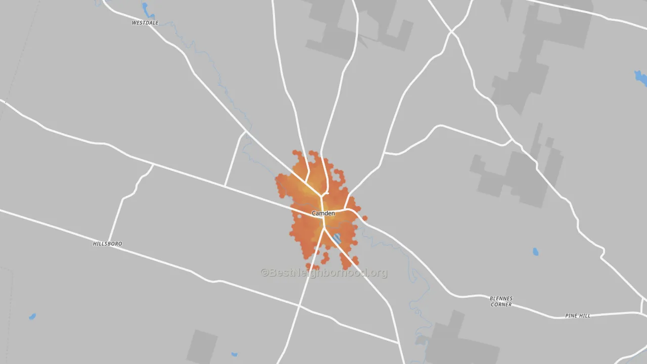 Bike Grade map of Camden, NY