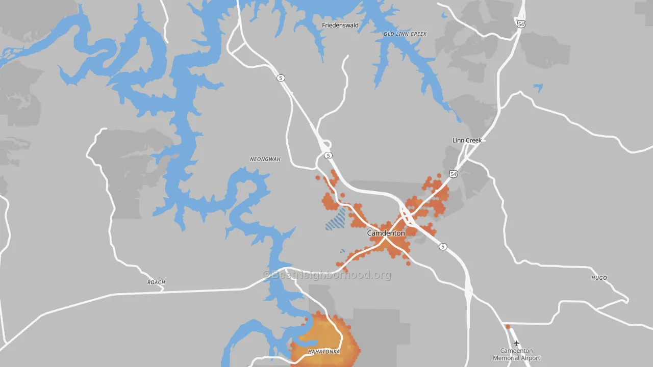 Bike Grade map of Camdenton, MO