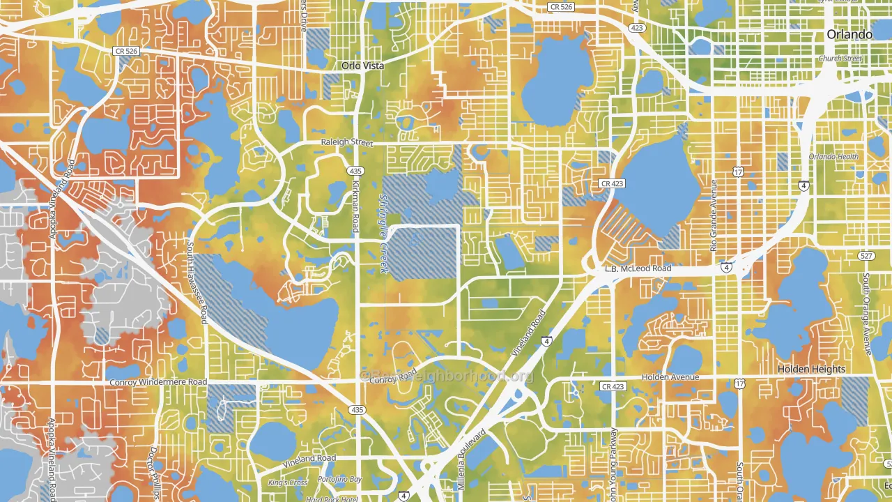 Bike Grade map of Camellia Gardens, Orlando, FL