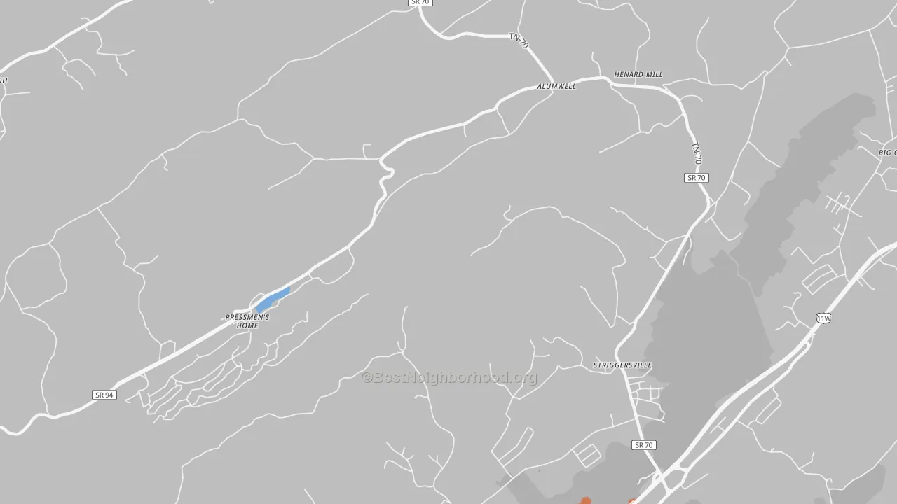 Bike Grade map of Camelot, TN