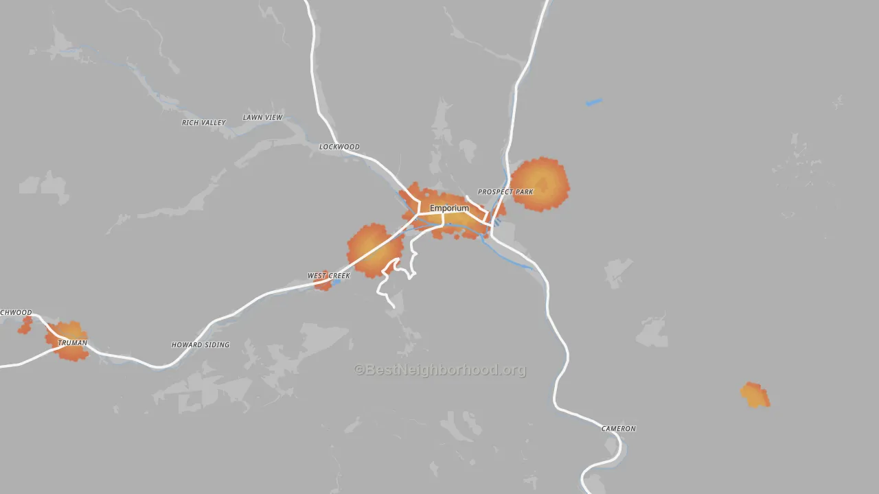 Bike Grade map of Cameron County, PA