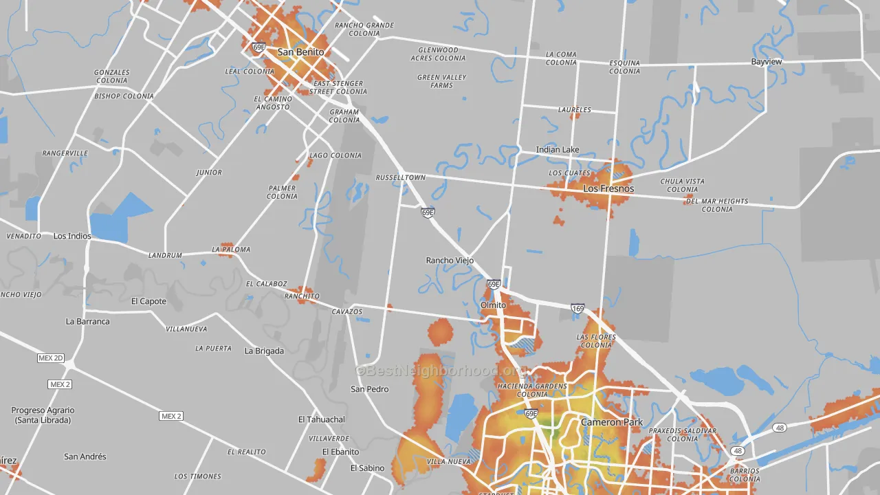 Bike Grade map of Cameron County, TX