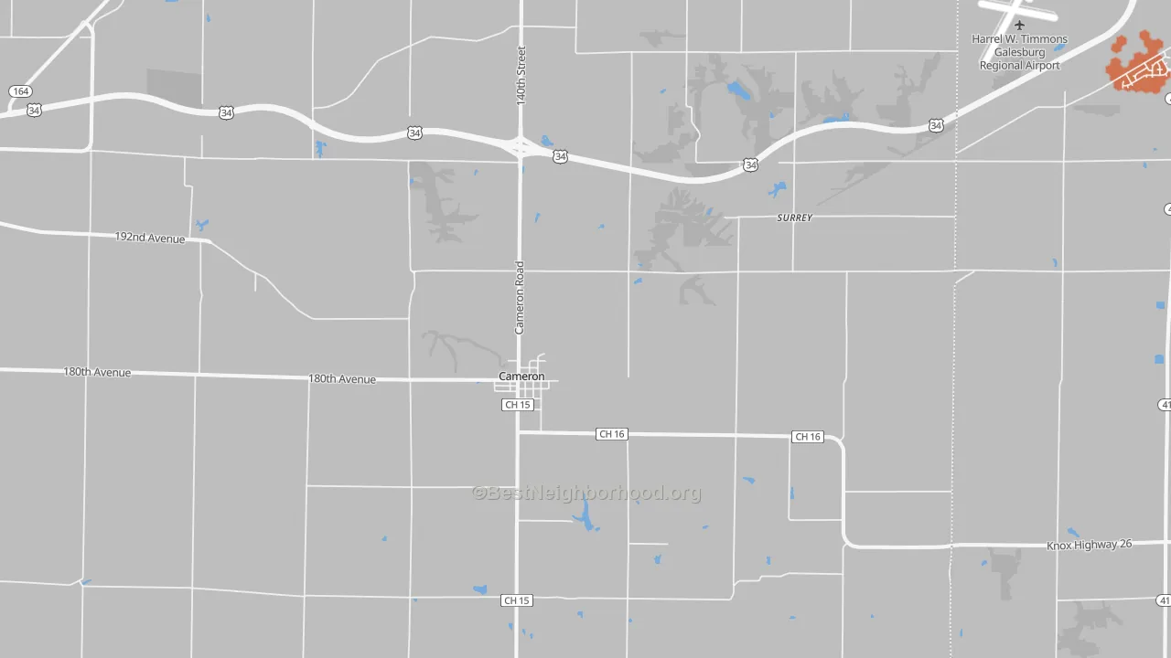 Bike Grade map of Cameron, IL