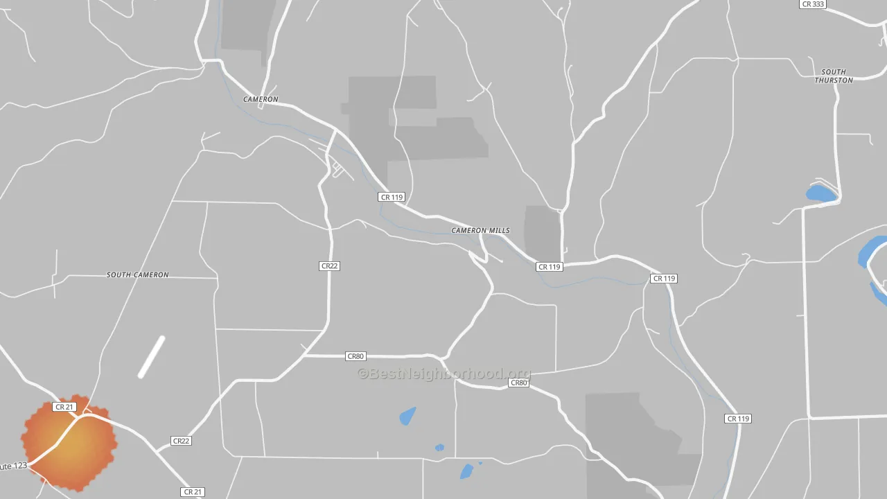 Bike Grade map of Cameron Mills, NY
