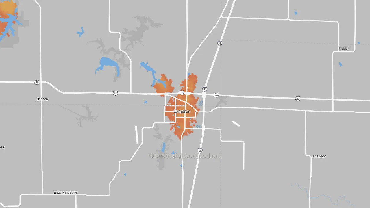 Bike Grade map of Cameron, MO