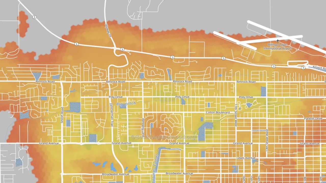 Bike Grade map of Cameron Park, Billings, MT