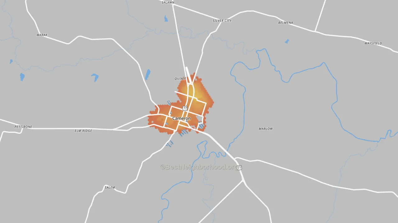 Bike Grade map of Cameron, TX