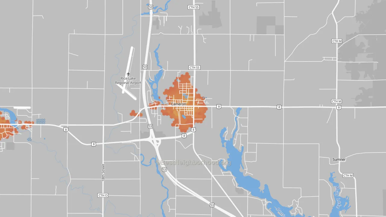Bike Grade map of Cameron, WI