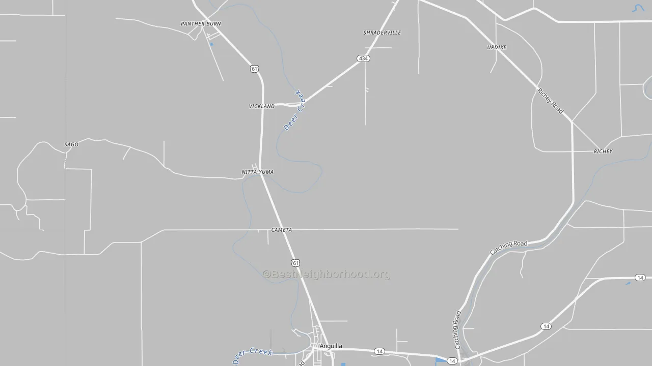 Bike Grade map of Cameta, MS