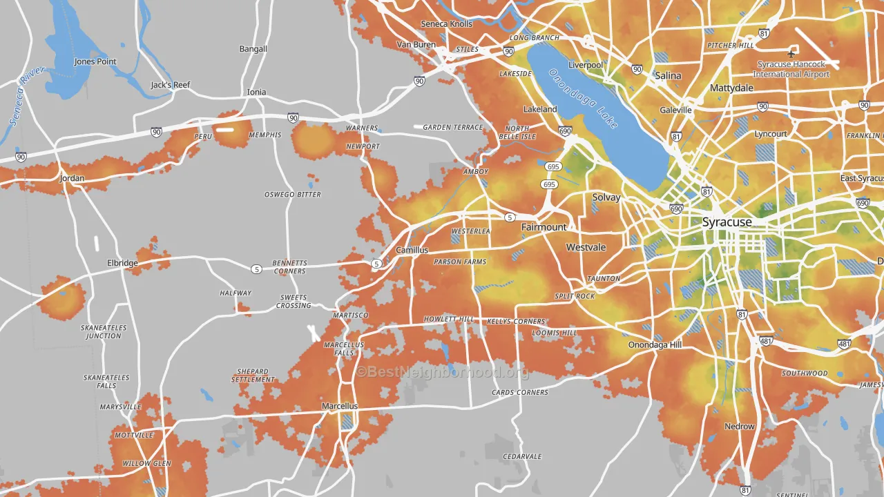 Bike Grade map of Camillus, NY