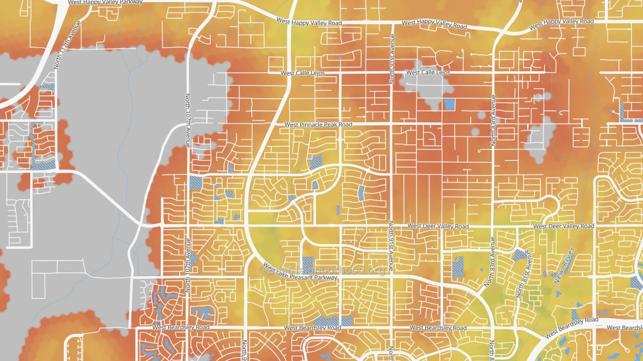 Bike Grade map of Camino Lago, Phoenix, AZ