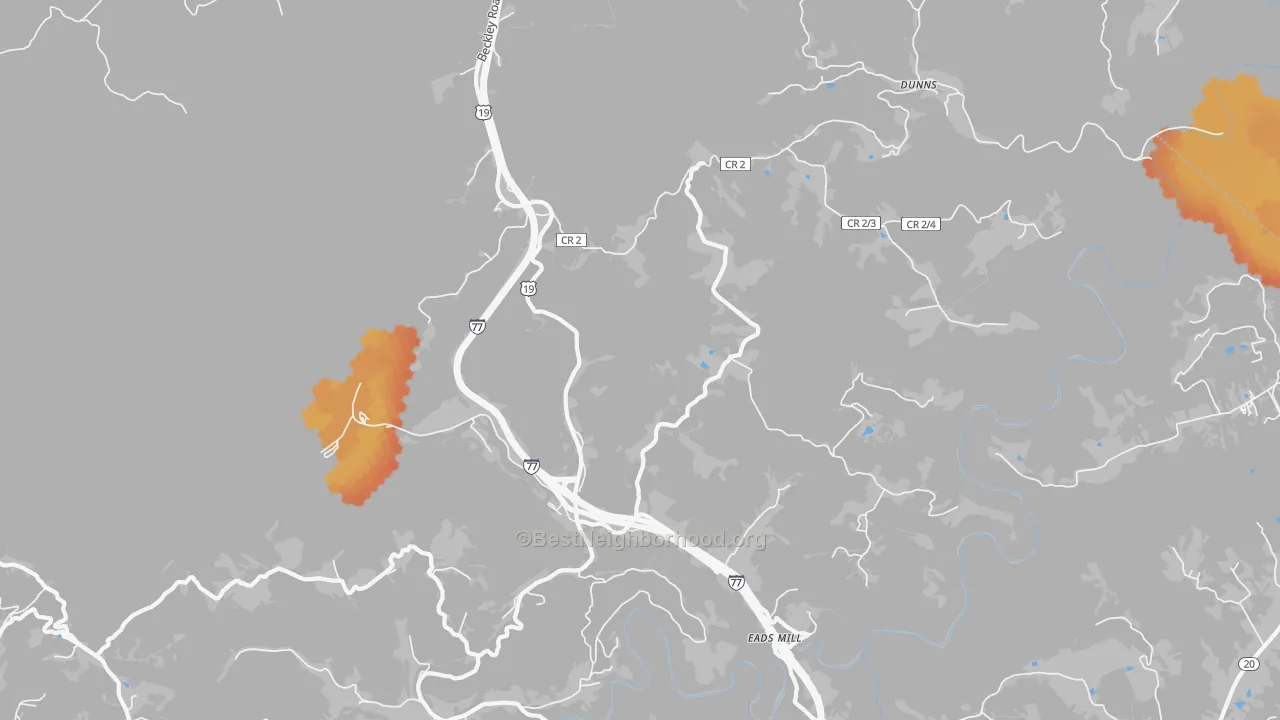 Bike Grade map of Camp Creek, WV