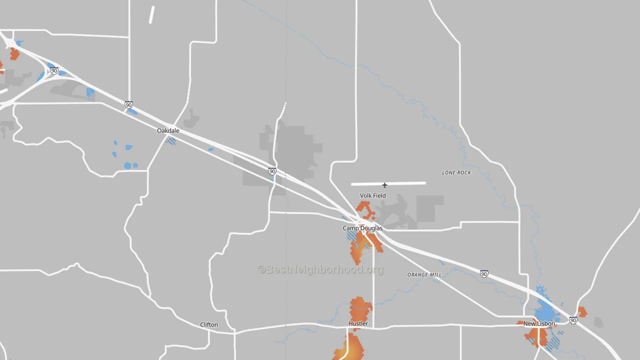 Bike Grade map of Camp Douglas, WI