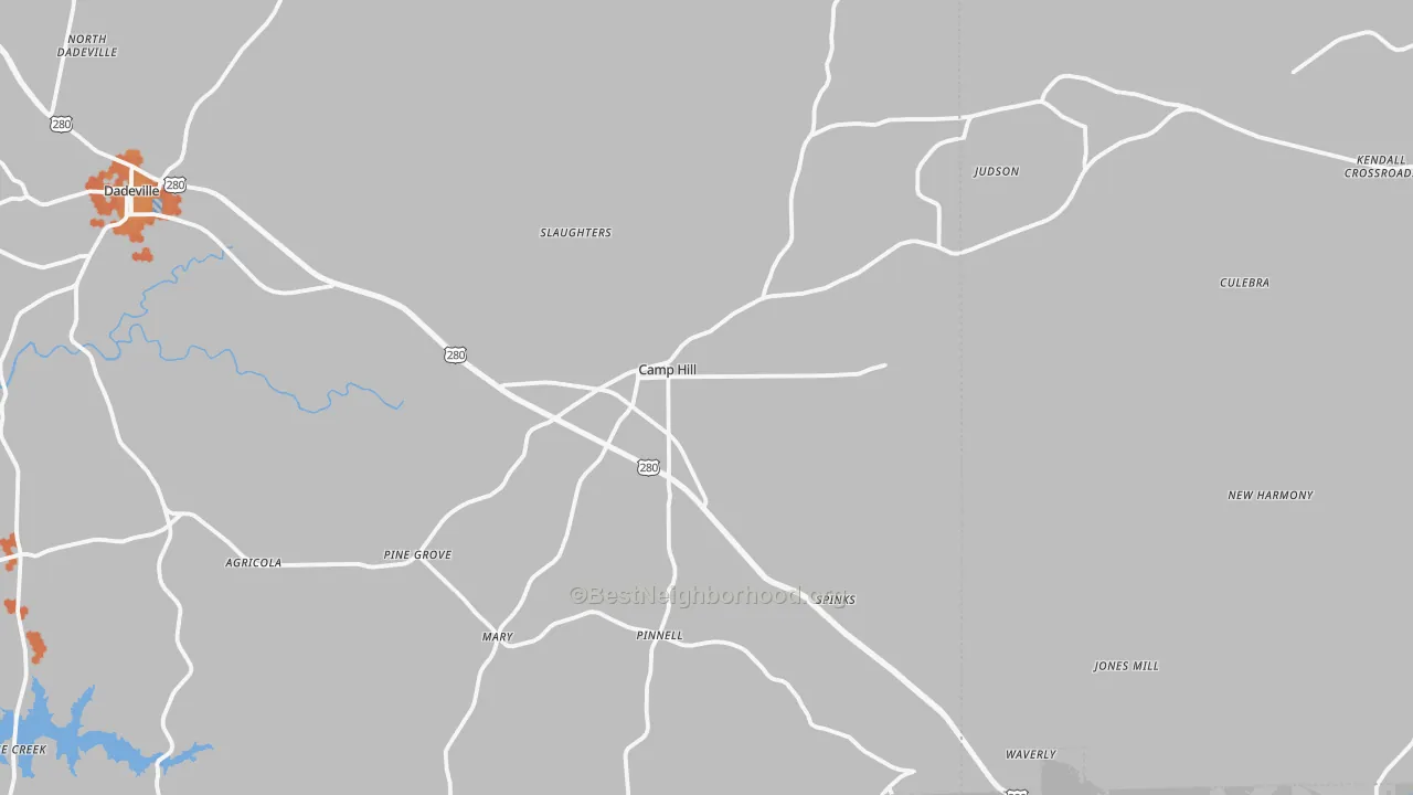 Bike Grade map of Camp Hill, AL