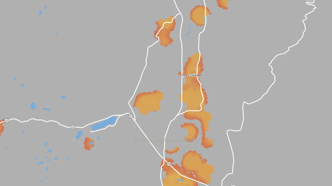 Bike Grade map of Camp Sherman, OR