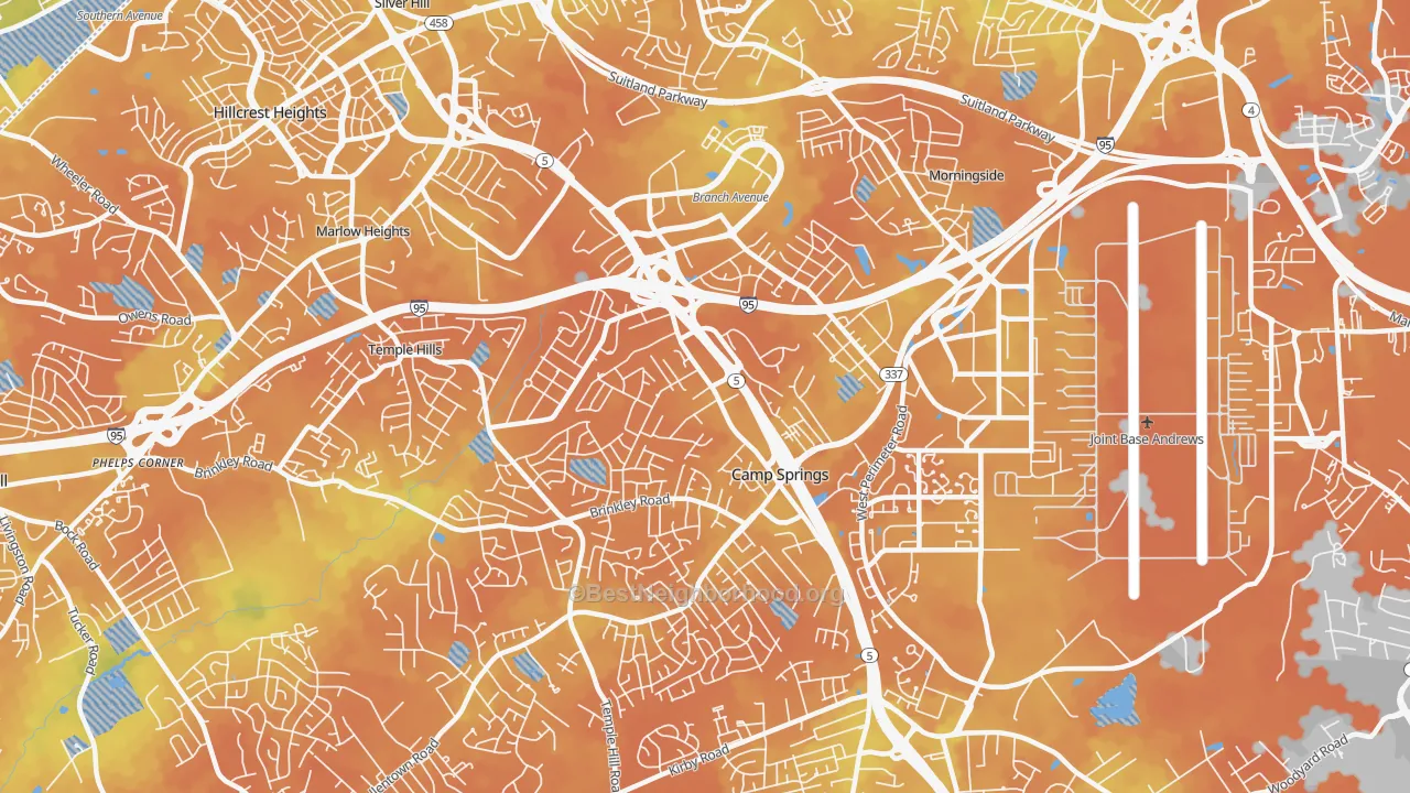 Bike Grade map of Camp Springs, MD