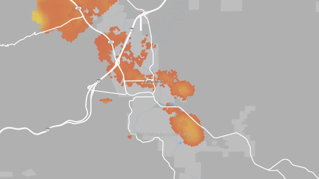 Bike Grade map of Camp Verde, AZ
