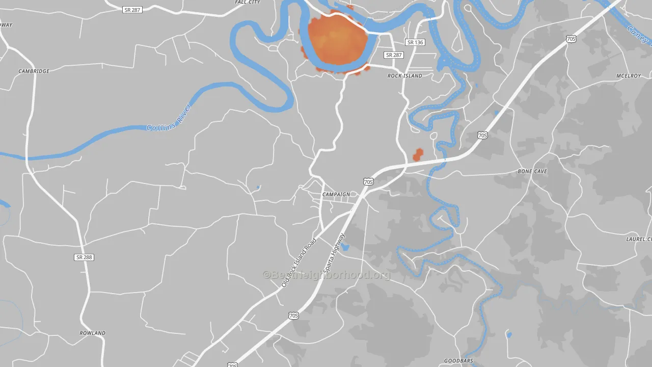 Bike Grade map of Campaign, TN