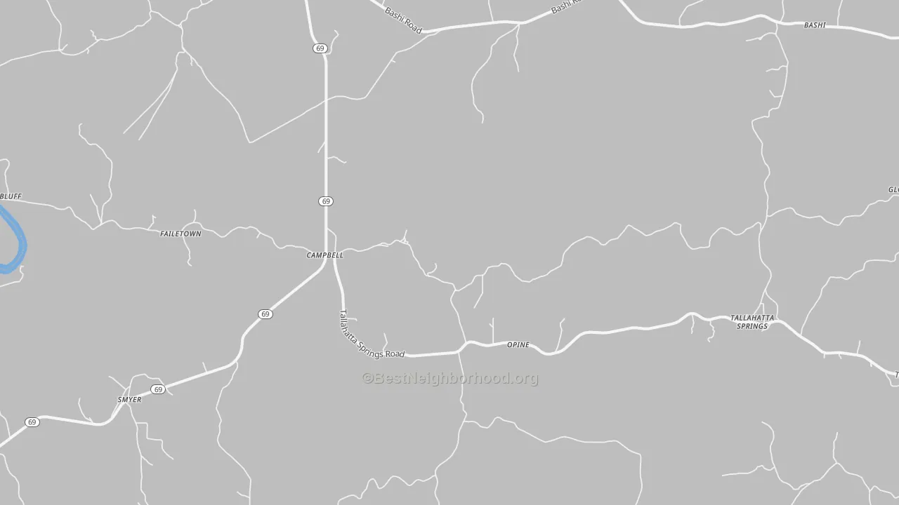 Bike Grade map of Campbell, AL