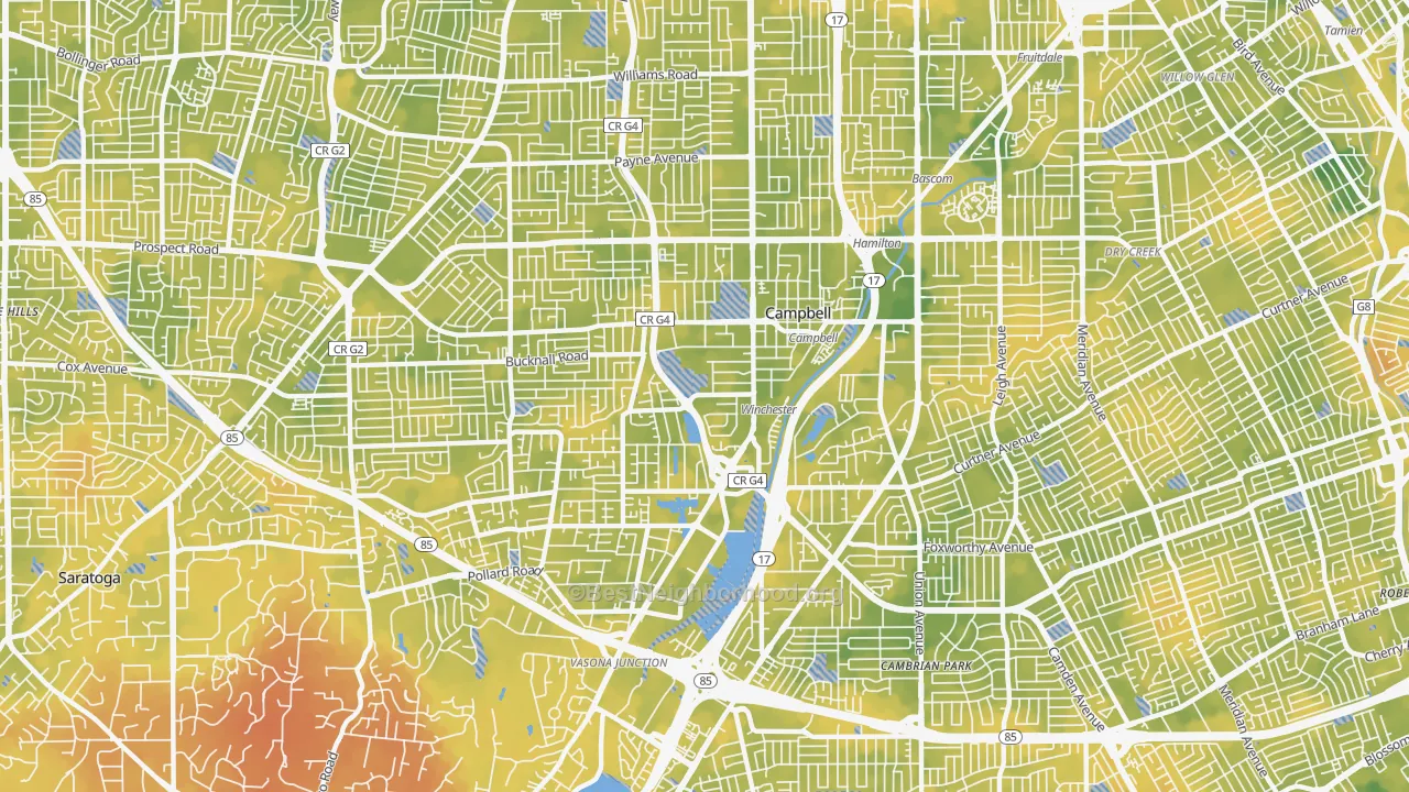 Bike Grade map of Campbell, CA