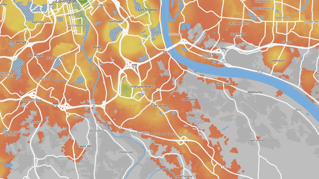 Bike Grade map of Campbell County, KY