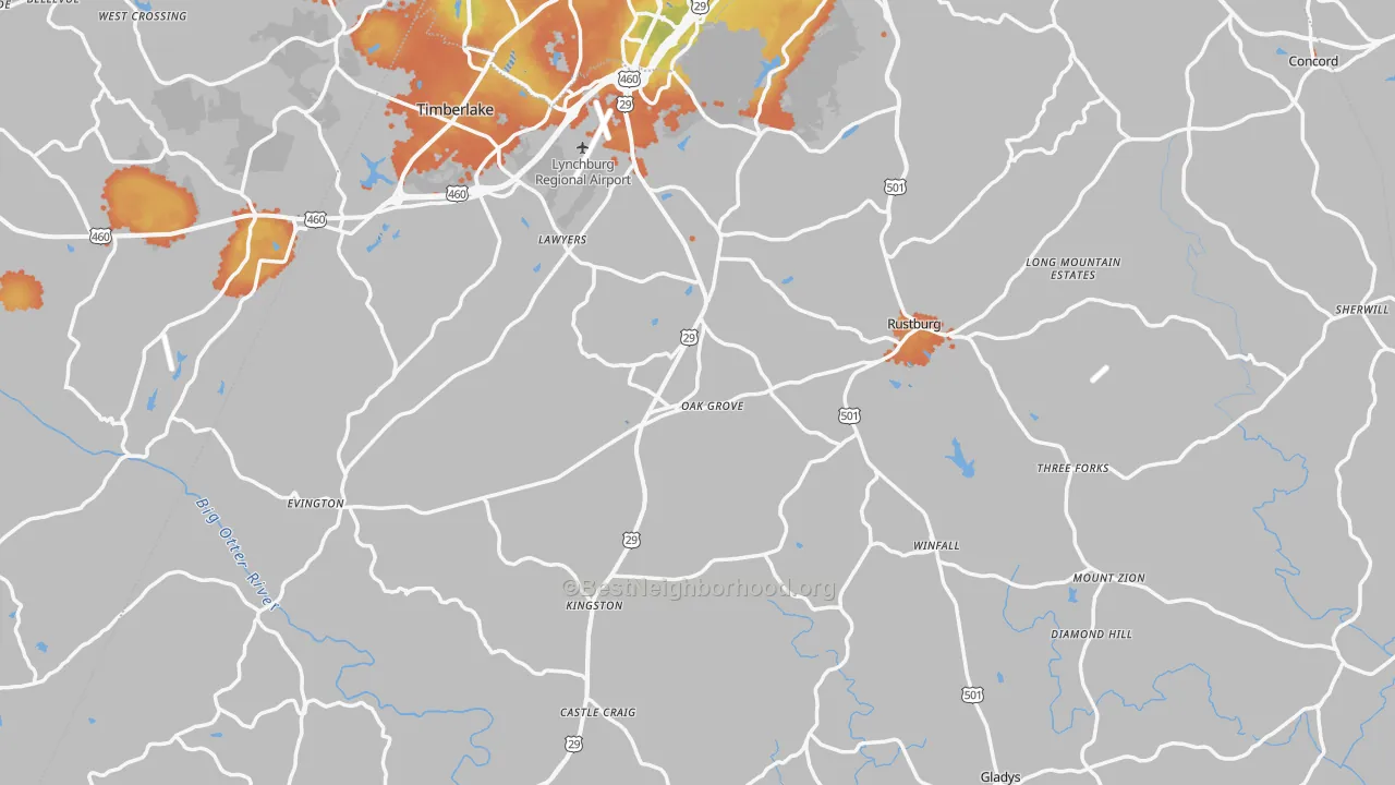 Bike Grade map of Campbell County, VA