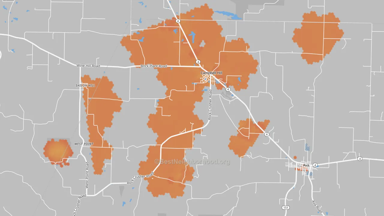 Bike Grade map of Campbell Hill, IL