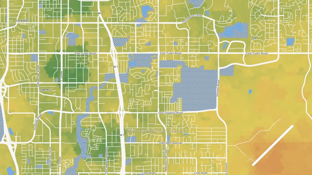 Bike Grade map of Campbell Park, Anchorage, AK