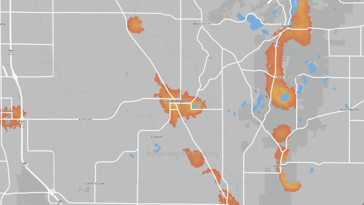 Bike Grade map of Campbellsport, WI