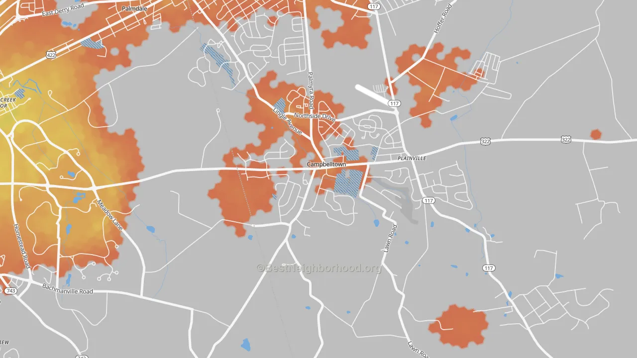 Bike Grade map of Campbelltown, PA