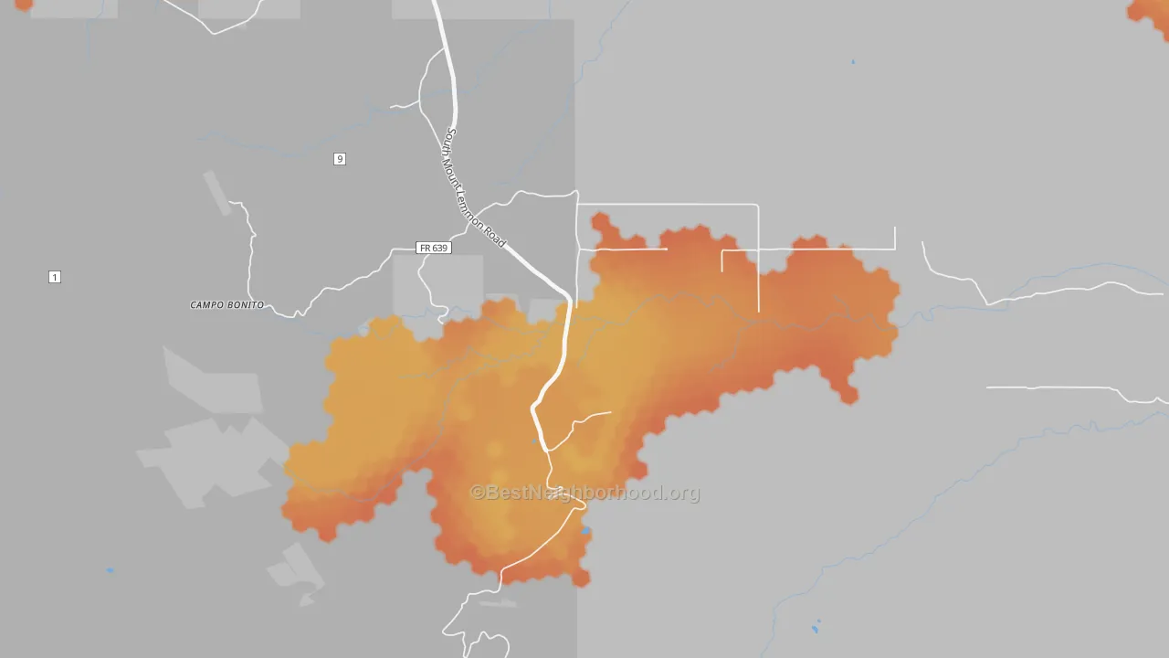 Bike Grade map of Campo Bonito, AZ