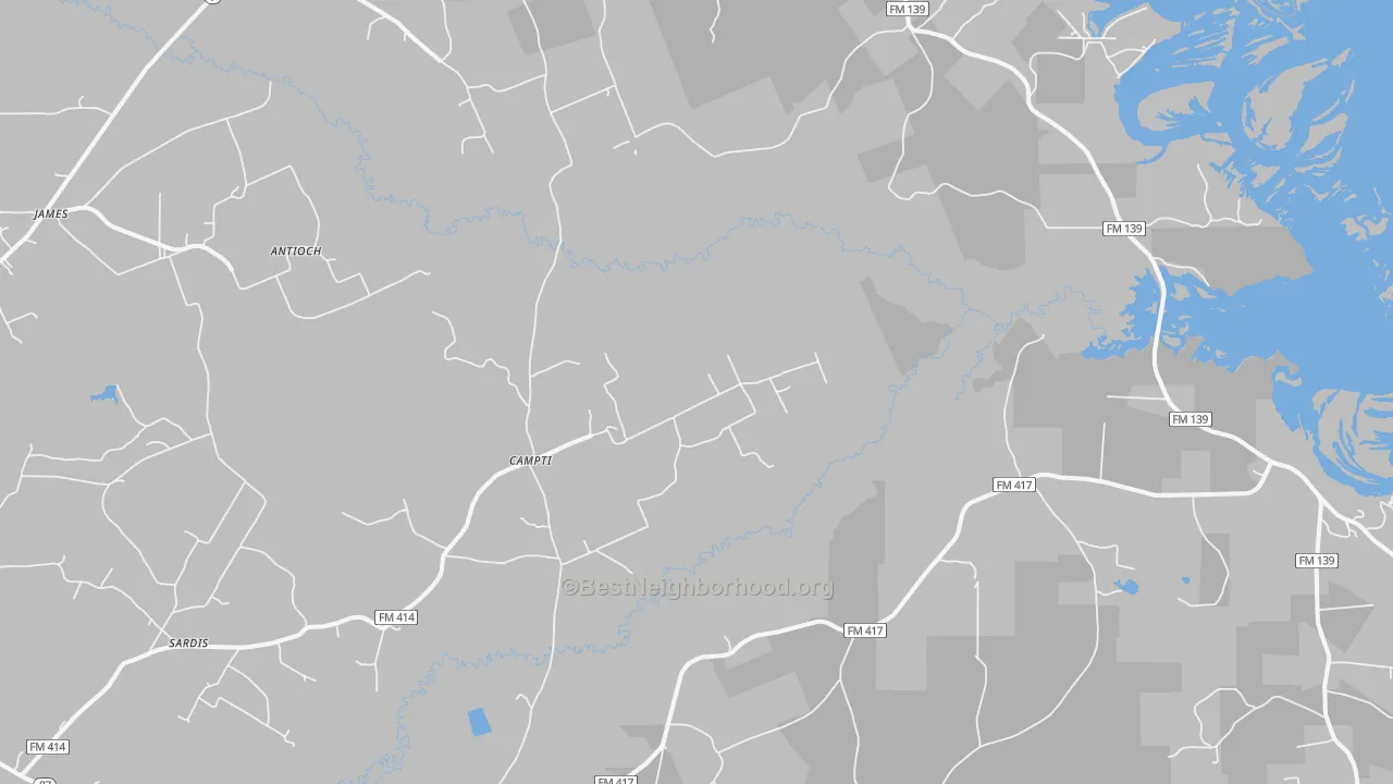 Bike Grade map of Campti, TX