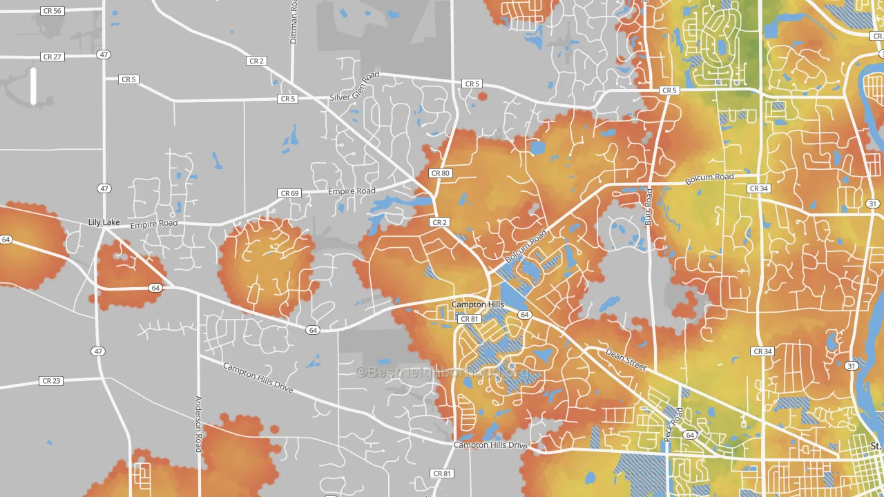 Bike Grade map of Campton Hills, IL