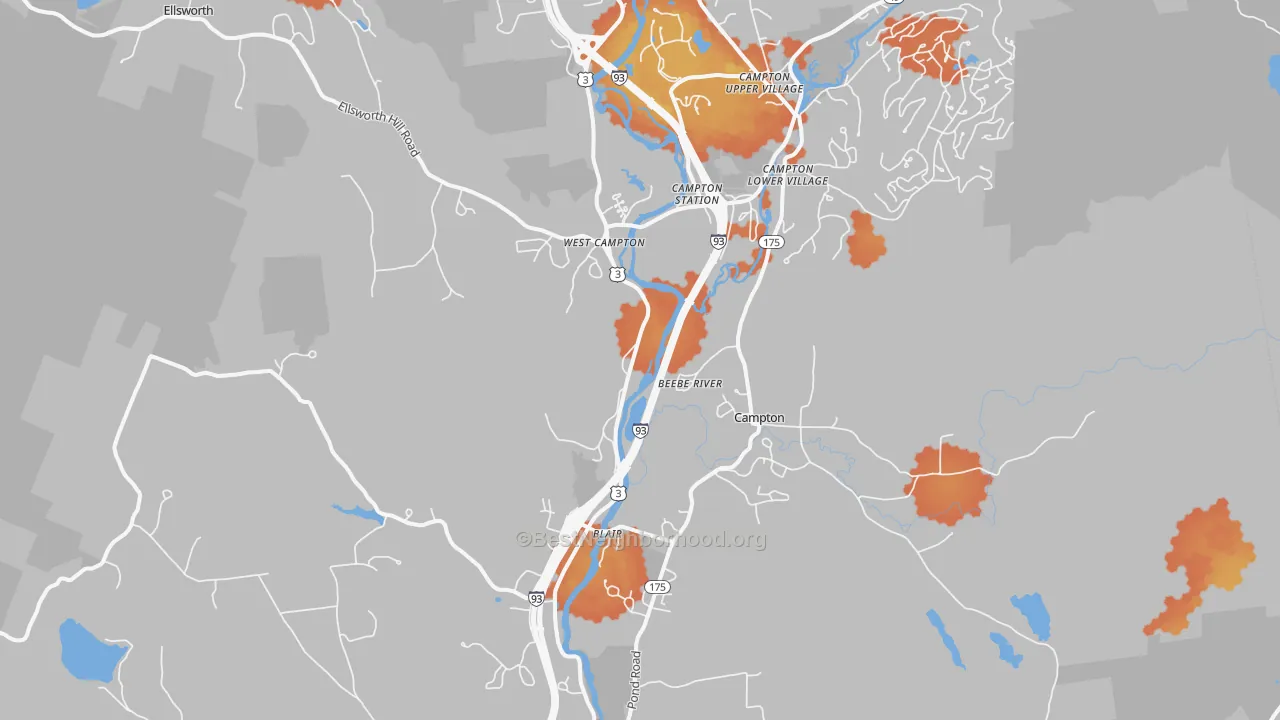Bike Grade map of Campton, NH