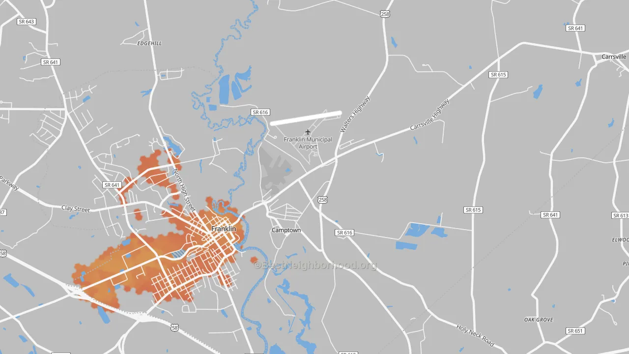Bike Grade map of Camptown, VA