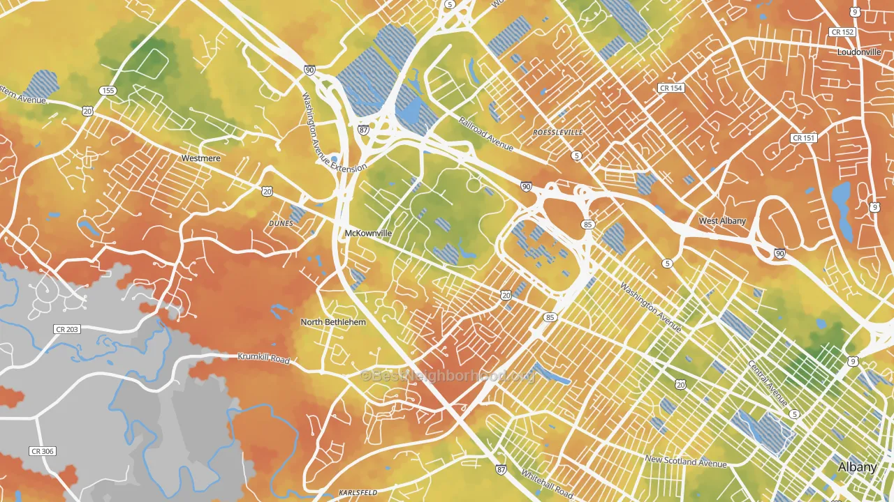 Bike Grade map of Campus Area, Albany, NY