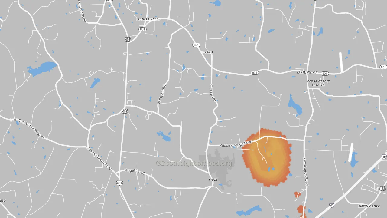Bike Grade map of Cana, NC