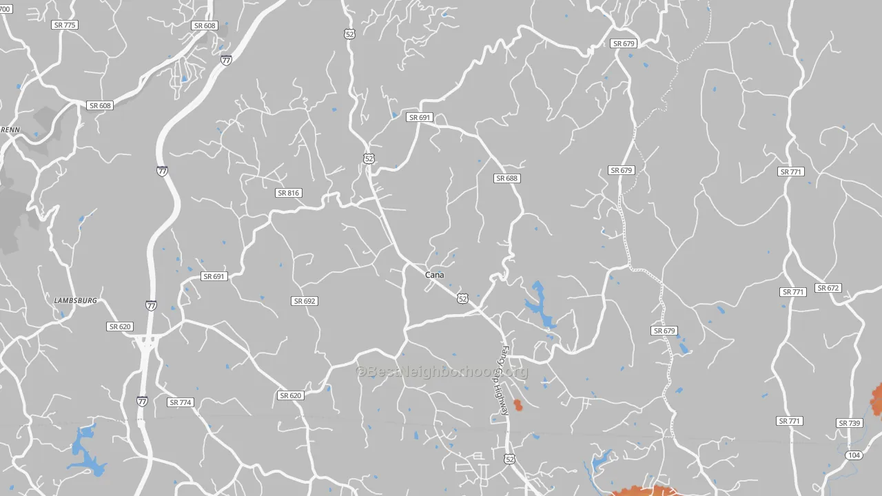 Bike Grade map of Cana, VA