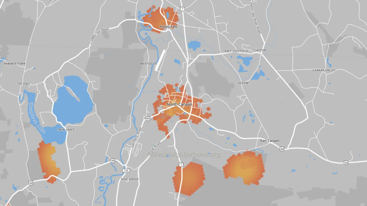 Bike Grade map of Canaan, CT