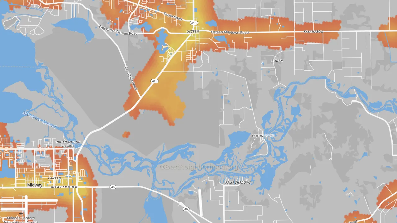 Bike Grade map of Canaan, FL
