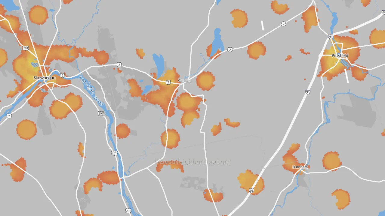 Bike Grade map of Canaan, ME
