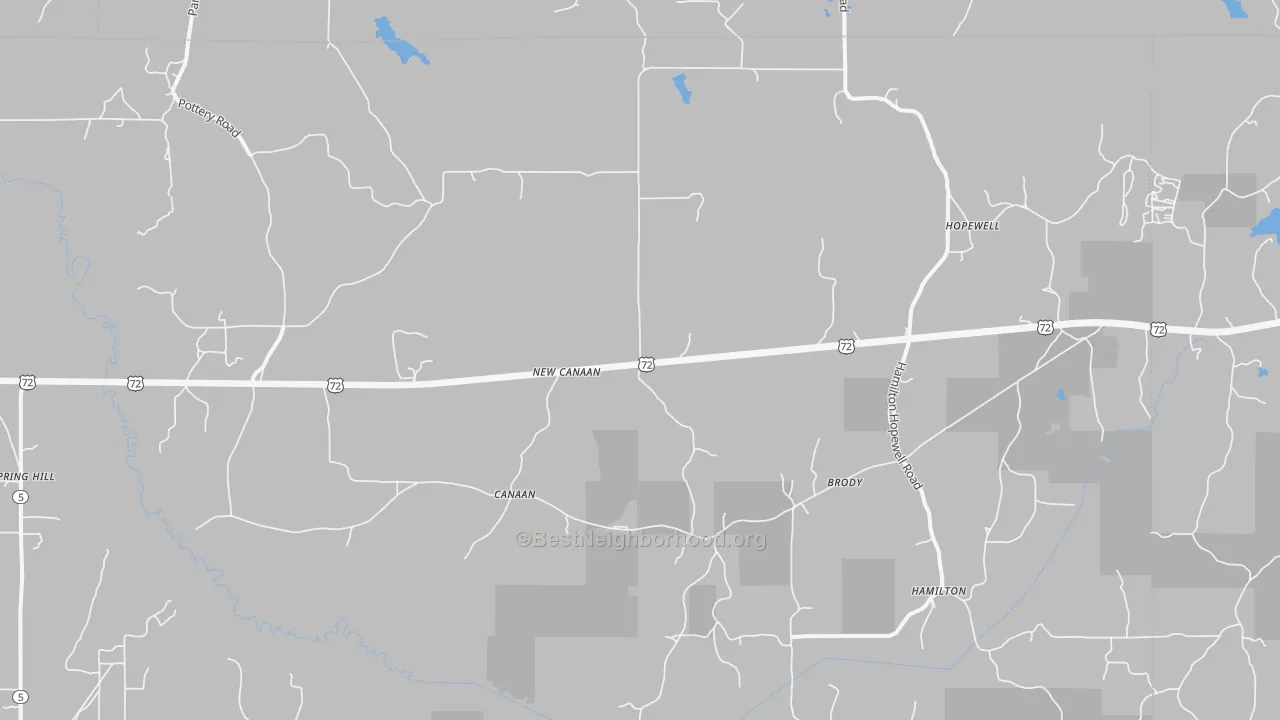 Bike Grade map of Canaan, MS